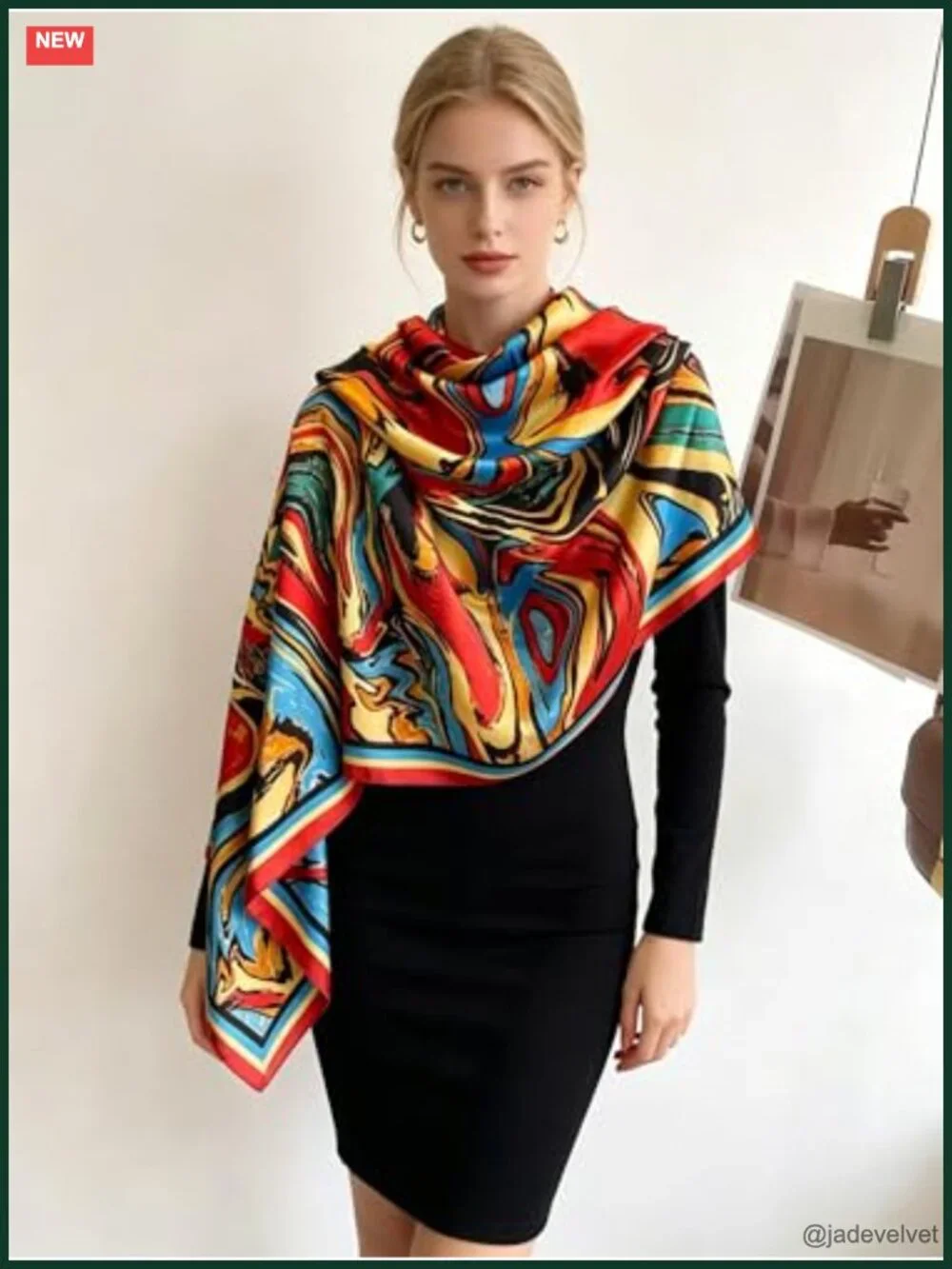 Oversized Lightweight Silk Feel Satin Scarf Shawl Wrap